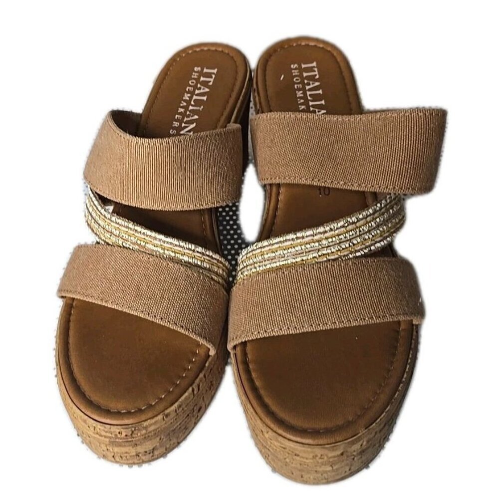 Italian Shoemakers NWOB Jurie Women's Tan Wedge Sandals Size 10 (7747039) NEW